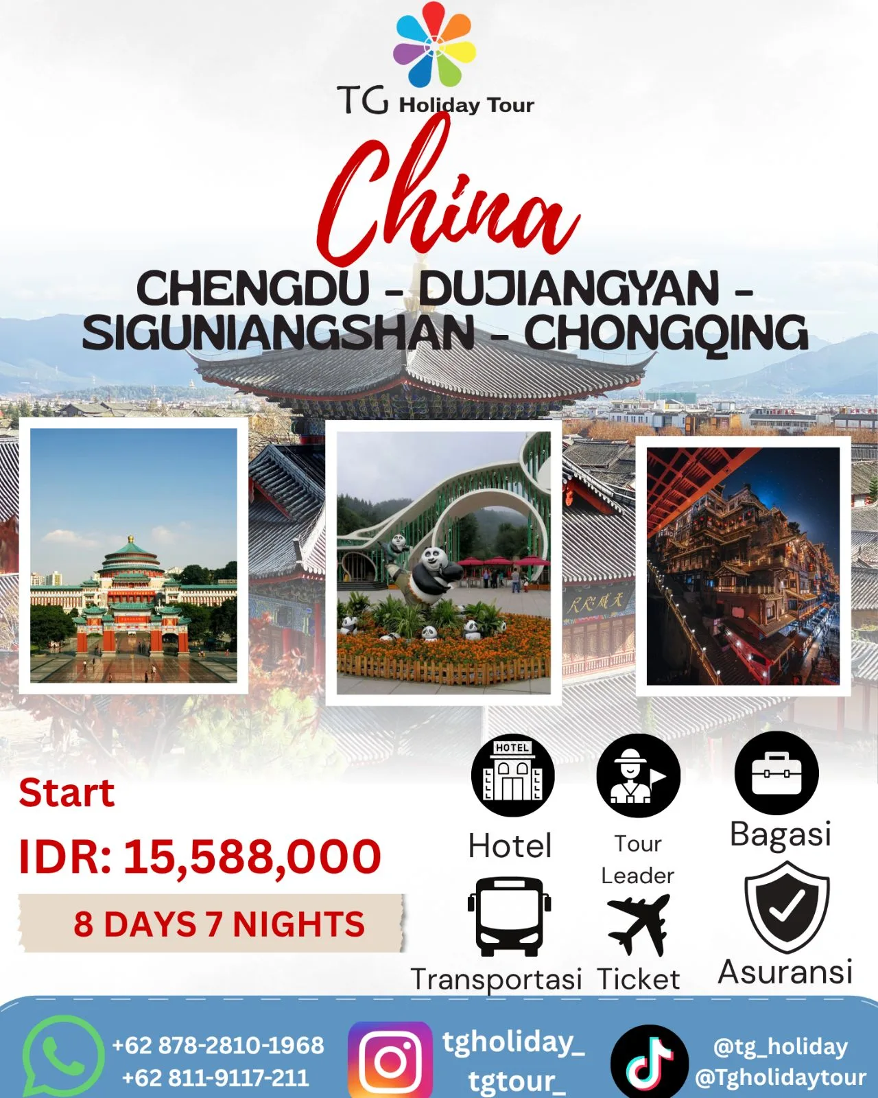 Chengdu-Dujiangyan-Siguniangshan-Chongqing