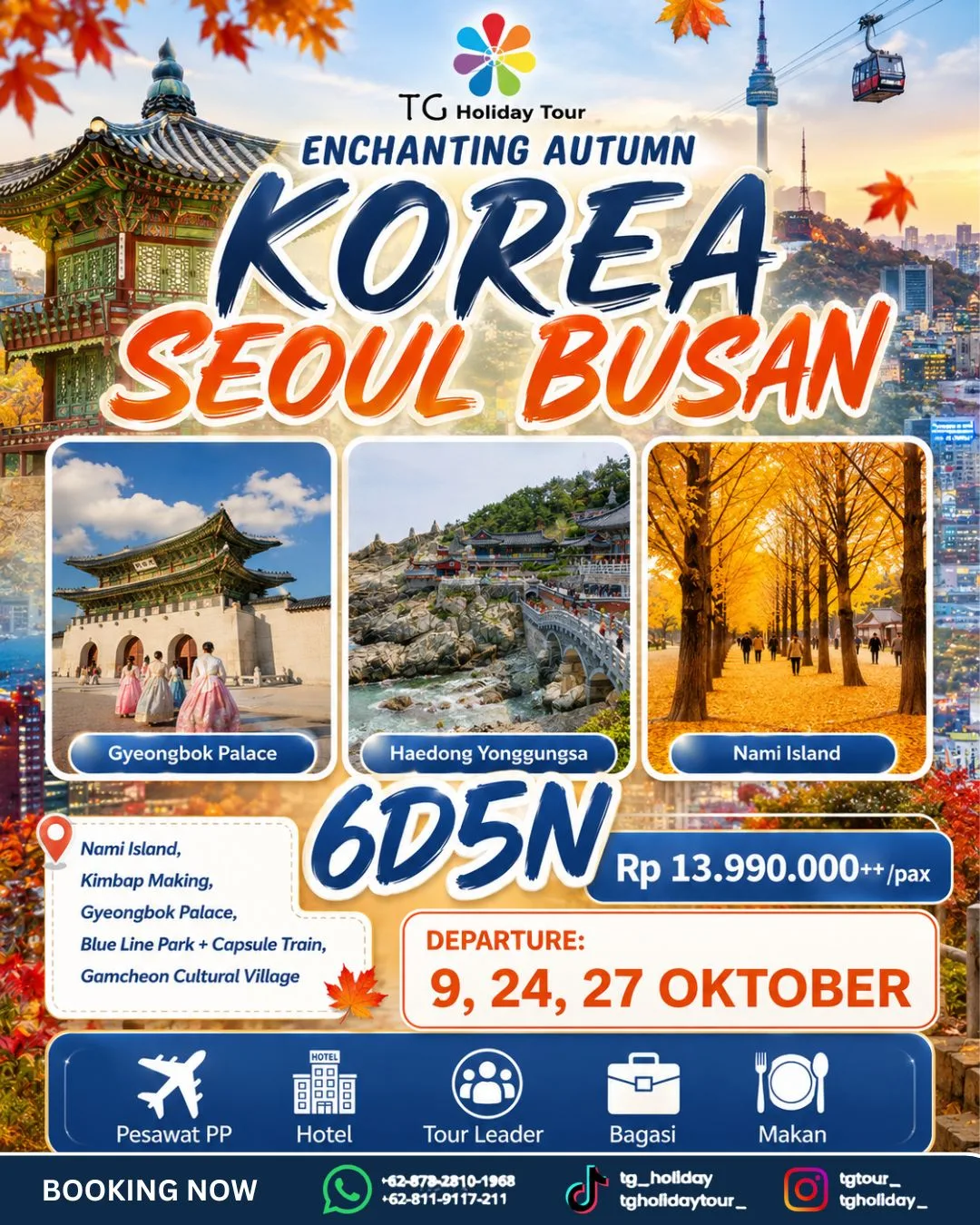 6D Enchanting Autumn Korea Seoul Busan